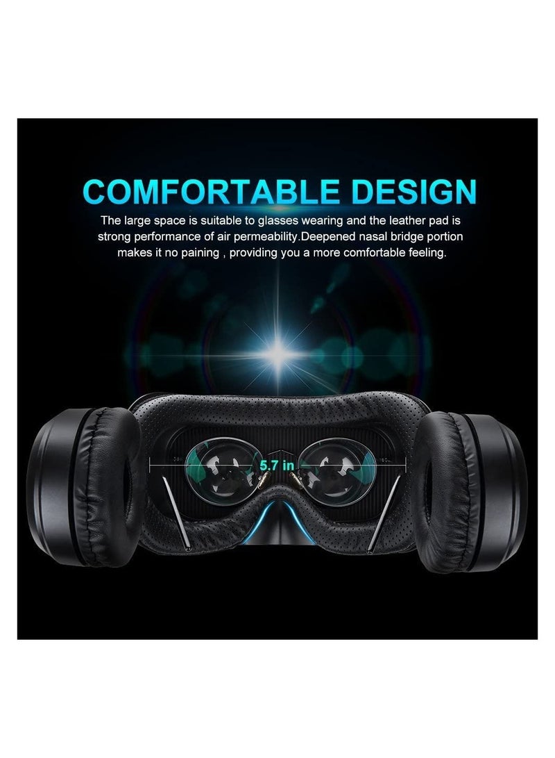 VR Set with Remote Controller, HD 3D VR Glasses Virtual Reality Headset for VR Games and 3D Movies, VR Goggles for Smartphones Compatible 4.7-6 inch - Image 3